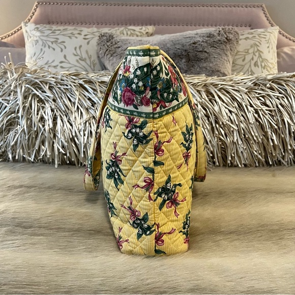 Vintage VERA BRADLEY Hope 2002 Medium Button Tote Yellow Pink Green Floral Y2K - Picture 6 of 12